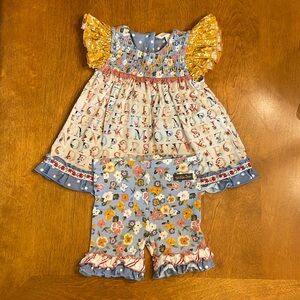 Matilda Jane Alphabet Flutter top and shorties set
